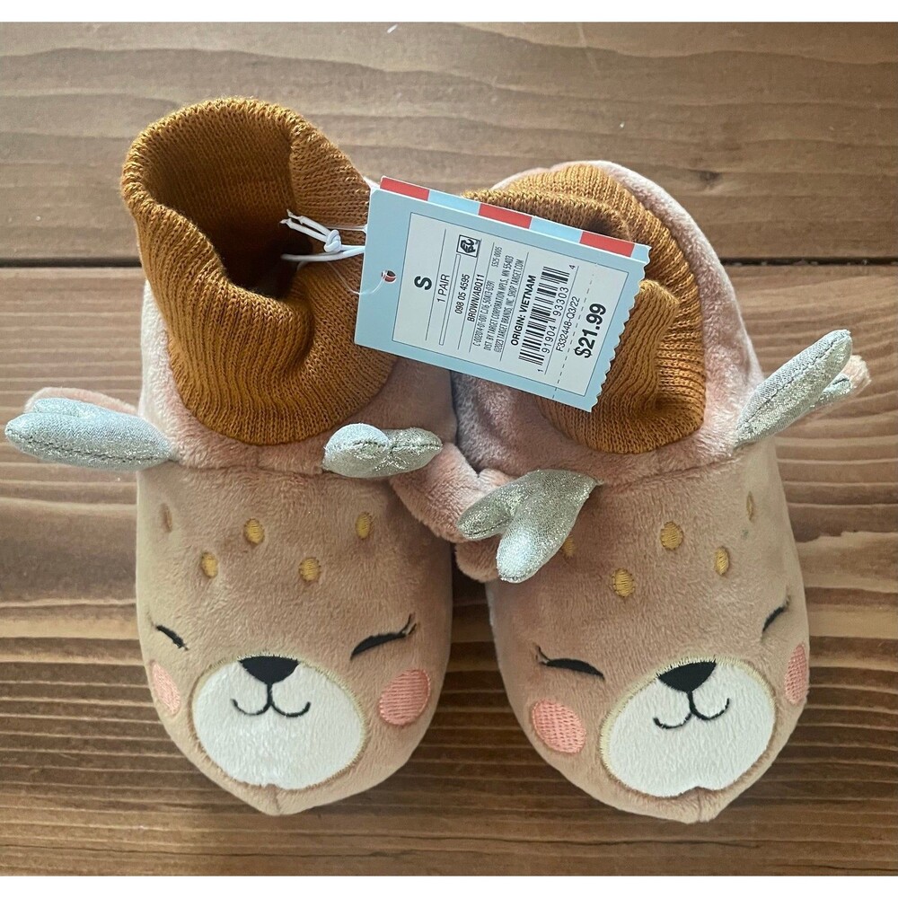 Cat & Jack Toddler Deer Slippers - NWT - Size 5/6